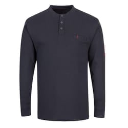 Portwest Mens Flame Resistant Henley T-Shirt - L, Navy