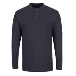 Portwest Mens Flame Resistant Henley T-Shirt - M, Navy