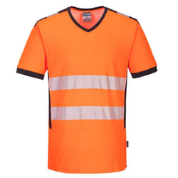 Portwest Mens PW3 High-Vis Safety T-Shirt - S, Orange/Black