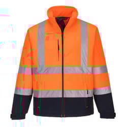 Portwest Mens Contrast High-Vis Soft Shell Jacket - 3XL, Orange/Navy