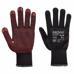 Portwest Unisex Adult A110 Polka Dot Grip Gloves - XS, Black