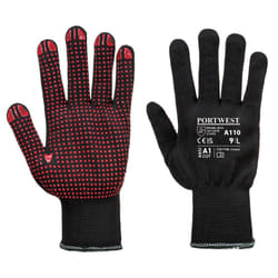 Portwest Unisex Adult A110 Polka Dot Grip Gloves - XS, Black