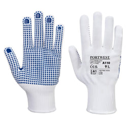 Portwest Unisex Adult A110 Polka Dot Grip Gloves - XS, White/Blue
