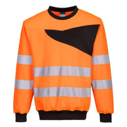 Portwest Mens PW2 High-Vis Safety Sweatshirt - M, Orange/Black