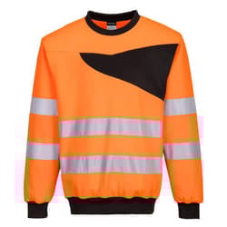Portwest Mens PW2 High-Vis Safety Sweatshirt - S, Orange/Black
