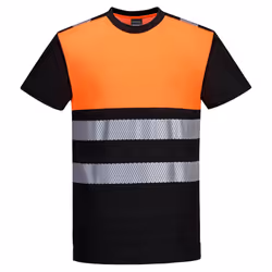 Portwest Mens PW3 Cotton High-Vis T-Shirt - 4XL, Black/Orange