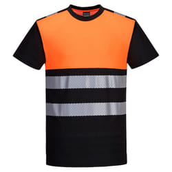 Portwest Mens PW3 Cotton High-Vis T-Shirt - 4XL, Black/Orange