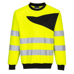 Portwest Mens PW2 High-Vis Sweatshirt - 4XL, Yellow/Black