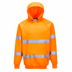 Portwest Mens Hi-Vis Safety Hoodie - L, Orange