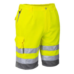 Portwest Mens Contrast Hi-Vis Shorts - L R, Yellow/Grey