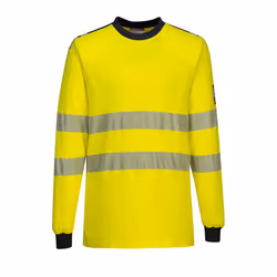 Portwest Mens PW3 Flame Resistant Hi-Vis Long-Sleeved T-Shirt - S, Yellow/Navy