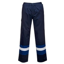 Portwest Mens Bizflame Plus Work Trousers - 3XL R, Navy/Royal Blue