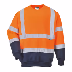 Portwest Mens Contrast Hi-Vis Safety Sweatshirt - 3XL, Orange/Navy