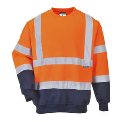 Portwest Mens Contrast Hi-Vis Safety Sweatshirt - 3XL, Orange/Navy