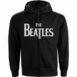 The Beatles Unisex Adult Drop T Logo Full Zip Hoodie - XL, Black