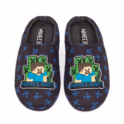 Minecraft Boys Creeper Slippers - 12 UK Child, Navy Blue
