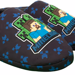 Minecraft Boys Creeper Slippers - 12 UK Child, Navy Blue