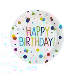 Amscan Paper Confetti Happy Birthday Disposable Plates (Pack of 8)