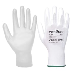 Portwest A120 PU Palm Grip Gloves - XS, White