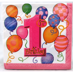 Unique Party Paper Balloons 1st Birthday Disposable Napkins (Pack of 16)