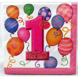 Unique Party Paper Balloons 1st Birthday Disposable Napkins (Pack of 16)