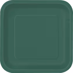 Unique Party Square Dessert Plate (Pack of 16) - One Size, Forest Green