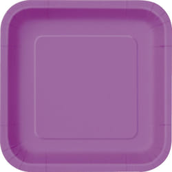 Unique Party Square Dessert Plate (Pack of 16) - One Size, Pretty Purple