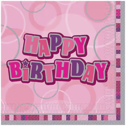 Unique Party Glitz Happy Birthday Disposable Napkins (Pack of 16)