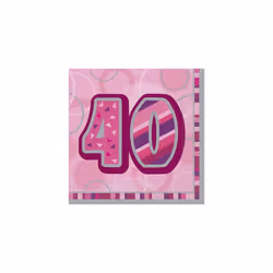 Unique Party Paper Glitz 40th Birthday Napkins (Pack of 16)