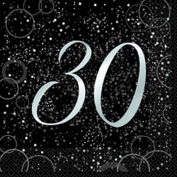 Unique Party Glitz 30th Birthday Disposable Napkins (Pack of 16)