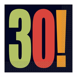 Unique Party Cheer 30th Birthday Disposable Napkins (Pack of 16)