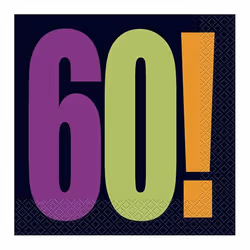 Unique Party Cheer 60th Birthday Disposable Napkins (Pack of 16)