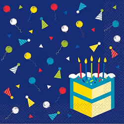 Unique Party Birthday Cake Napkins (Pack of 16)