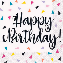 Unique Party Confetti Happy Birthday Napkins (Pack of 16)