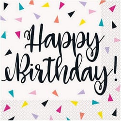 Unique Party Confetti Happy Birthday Napkins (Pack of 16)