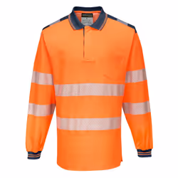 Portwest Mens PW3 Cotton Hi-Vis Safety Polo Shirt - S, Orange/Navy