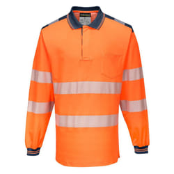 Portwest Mens PW3 Cotton Hi-Vis Safety Polo Shirt - S, Orange/Navy