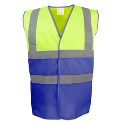 Yoko Unisex Adult Two Tone Hi-Vis Vest - 3XL, Yellow/Royal Blue