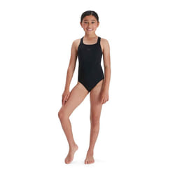 Speedo Girls Medalist Eco Endurance+ One Piece Swimsuit - 7-8 Years, Black