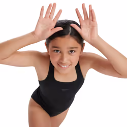 Speedo Girls Medalist Eco Endurance+ One Piece Swimsuit - 7-8 Years, Black