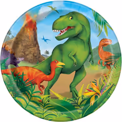 Unique Party Dinosaur Party Plates (Pack of 8)