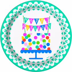 Unique Party Cake Birthday Party Plates (Pack of 8)
