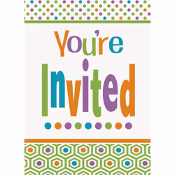 Unique Party Polka Dot Birthday Invitations (Pack of 8)