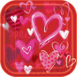 Unique Party Hearts Valentine Party Plates (Pack of 10)