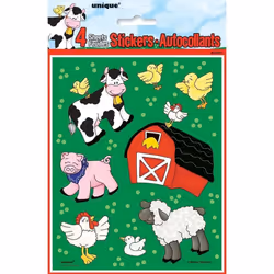 Unique Party Farmyard Stickers (Pack of 4)