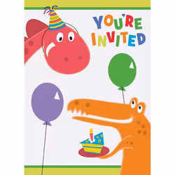 Unique Party Dinosaur Birthday Invitations (Pack of 8)