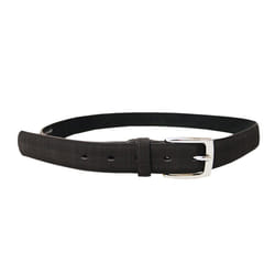 Forest Mens Plaid Leather Belt - L, Black