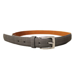 Forest Mens Plaid Leather Belt - M, Grey