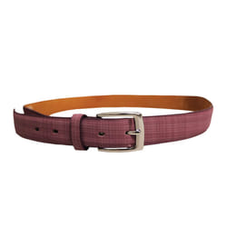 Forest Mens Plaid Leather Belt - XXL, Plum