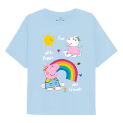 Peppa Pig Girls Rainbows & Friends Long-Sleeved T-Shirt - 5-6 Years, Light Blue